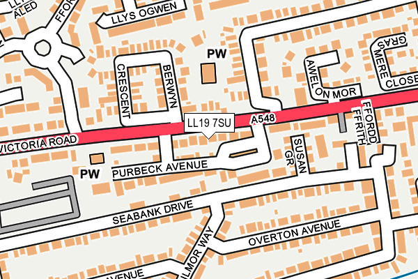 LL19 7SU map - OS OpenMap – Local (Ordnance Survey)