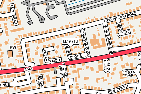 LL19 7TU map - OS OpenMap – Local (Ordnance Survey)