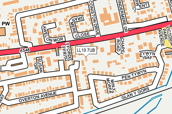 LL19 7UB map - OS OpenMap – Local (Ordnance Survey)