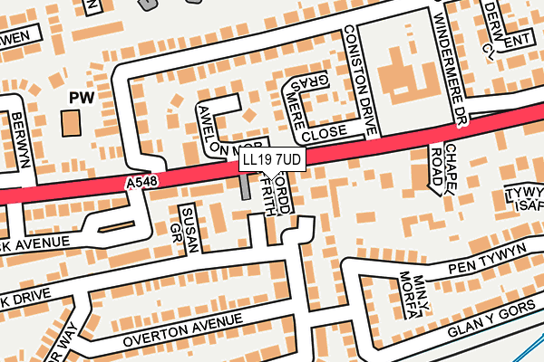 LL19 7UD map - OS OpenMap – Local (Ordnance Survey)