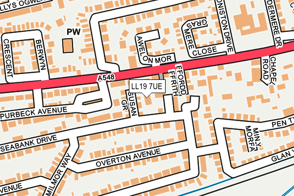LL19 7UE map - OS OpenMap – Local (Ordnance Survey)