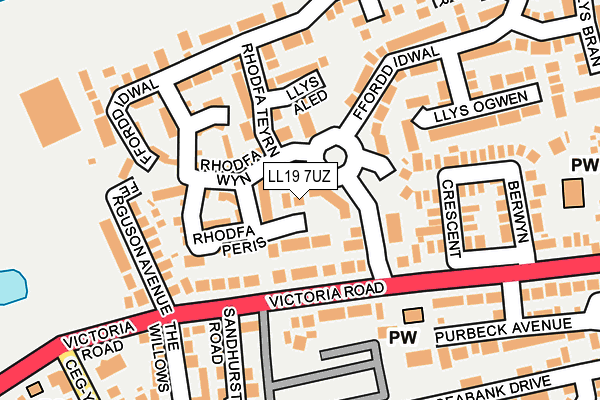 LL19 7UZ map - OS OpenMap – Local (Ordnance Survey)