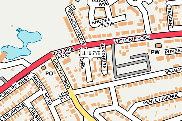 LL19 7YB map - OS OpenMap – Local (Ordnance Survey)