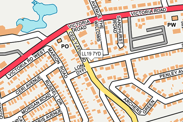 LL19 7YD map - OS OpenMap – Local (Ordnance Survey)