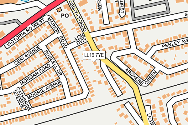 LL19 7YE map - OS OpenMap – Local (Ordnance Survey)