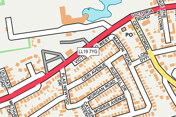 LL19 7YG map - OS OpenMap – Local (Ordnance Survey)