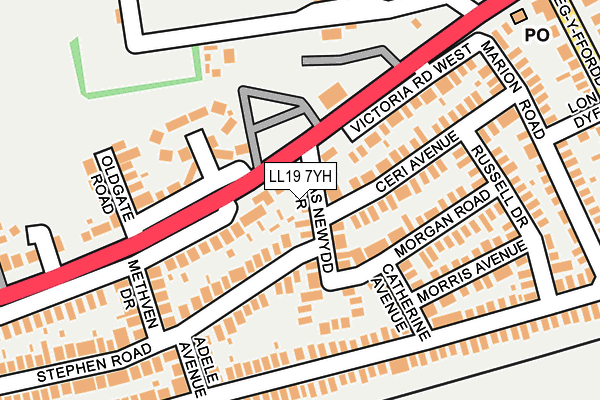 LL19 7YH map - OS OpenMap – Local (Ordnance Survey)