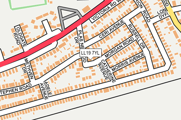 LL19 7YL map - OS OpenMap – Local (Ordnance Survey)