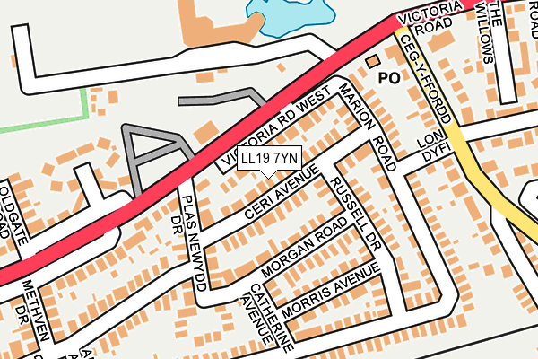 LL19 7YN map - OS OpenMap – Local (Ordnance Survey)