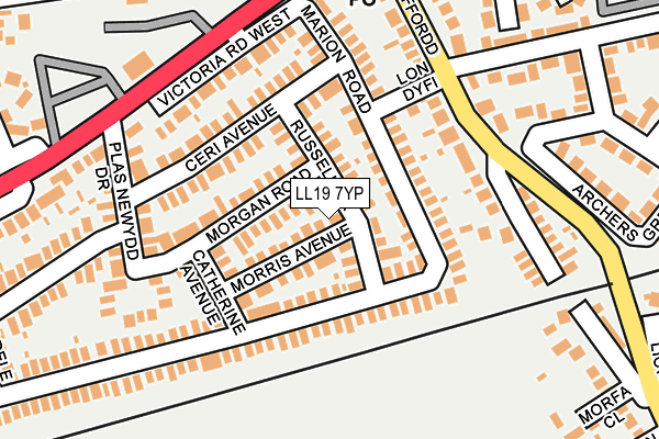 LL19 7YP map - OS OpenMap – Local (Ordnance Survey)