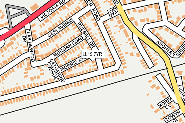 LL19 7YR map - OS OpenMap – Local (Ordnance Survey)