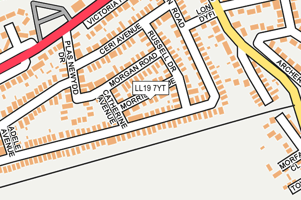 LL19 7YT map - OS OpenMap – Local (Ordnance Survey)