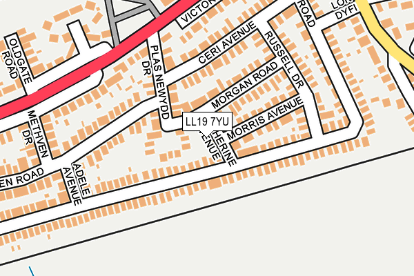 LL19 7YU map - OS OpenMap – Local (Ordnance Survey)