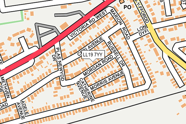 LL19 7YY map - OS OpenMap – Local (Ordnance Survey)