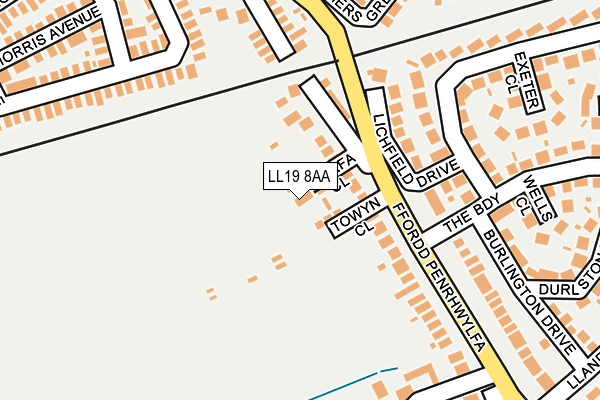 LL19 8AA map - OS OpenMap – Local (Ordnance Survey)
