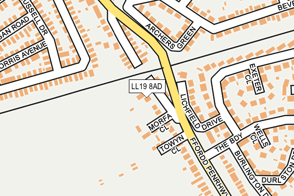 LL19 8AD map - OS OpenMap – Local (Ordnance Survey)