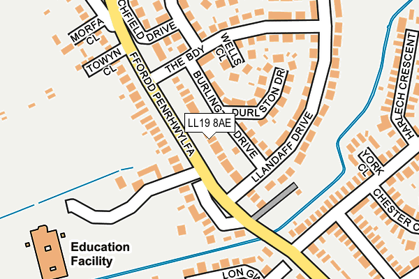 LL19 8AE map - OS OpenMap – Local (Ordnance Survey)