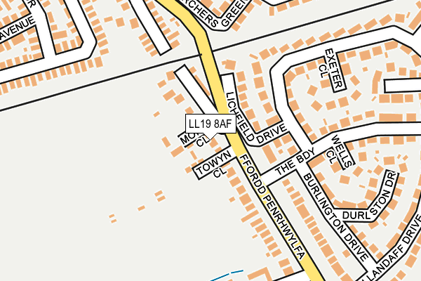 LL19 8AF map - OS OpenMap – Local (Ordnance Survey)