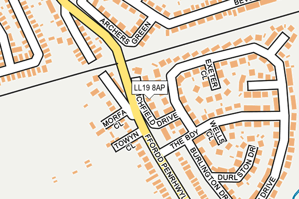 LL19 8AP map - OS OpenMap – Local (Ordnance Survey)