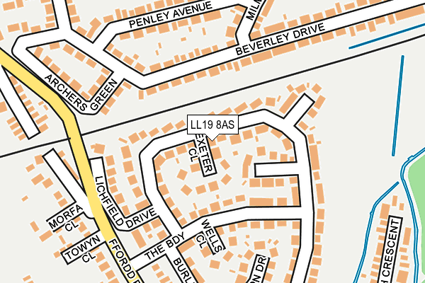 LL19 8AS map - OS OpenMap – Local (Ordnance Survey)
