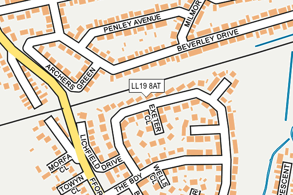 LL19 8AT map - OS OpenMap – Local (Ordnance Survey)
