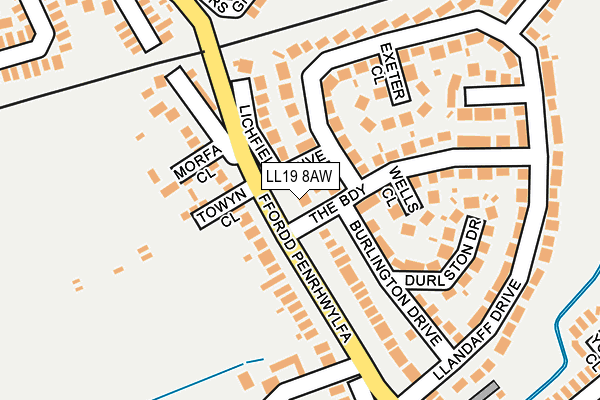 LL19 8AW map - OS OpenMap – Local (Ordnance Survey)