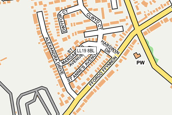 LL19 8BL map - OS OpenMap – Local (Ordnance Survey)