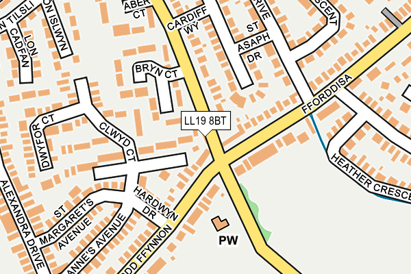 LL19 8BT map - OS OpenMap – Local (Ordnance Survey)