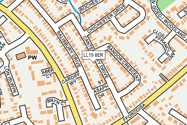 LL19 8ER map - OS OpenMap – Local (Ordnance Survey)