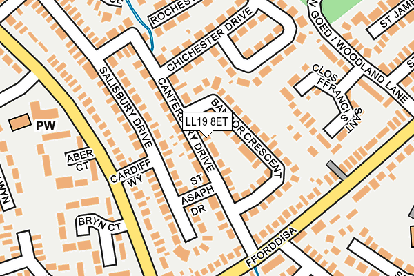 LL19 8ET map - OS OpenMap – Local (Ordnance Survey)