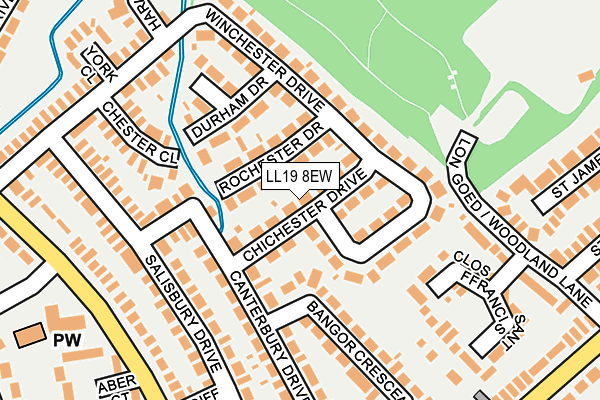 LL19 8EW map - OS OpenMap – Local (Ordnance Survey)