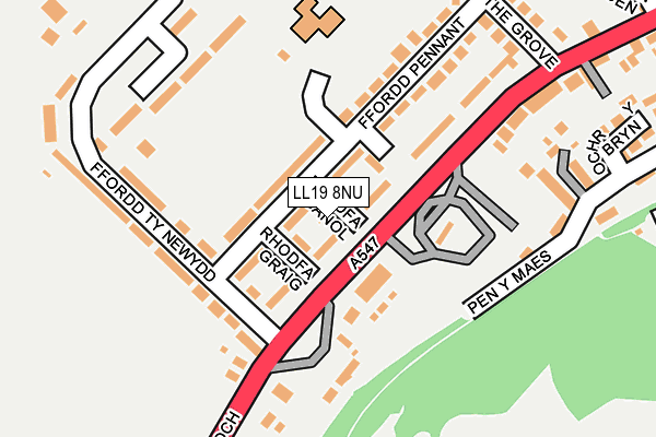 LL19 8NU map - OS OpenMap – Local (Ordnance Survey)