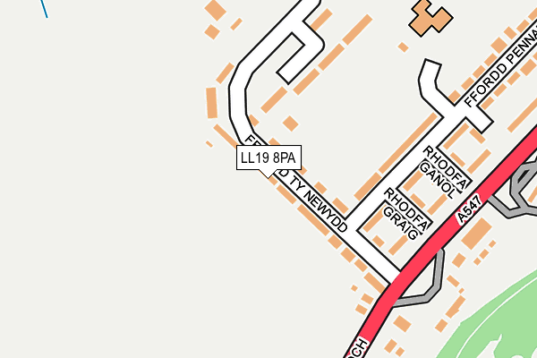 LL19 8PA map - OS OpenMap – Local (Ordnance Survey)