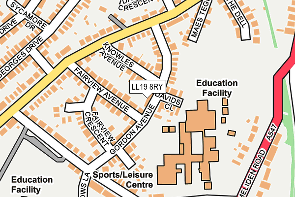 LL19 8RY map - OS OpenMap – Local (Ordnance Survey)