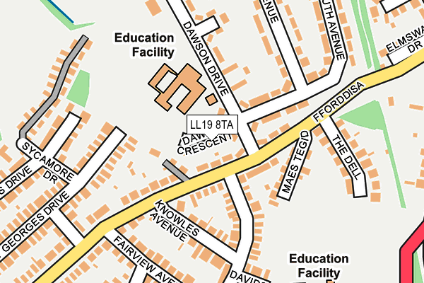 LL19 8TA map - OS OpenMap – Local (Ordnance Survey)