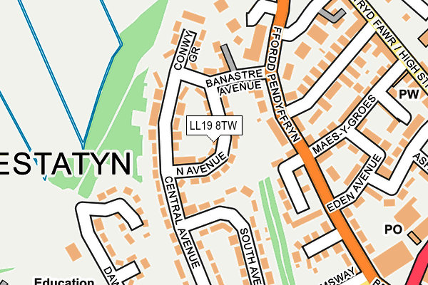 LL19 8TW map - OS OpenMap – Local (Ordnance Survey)