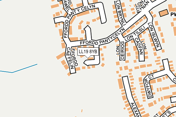 LL19 8YB map - OS OpenMap – Local (Ordnance Survey)