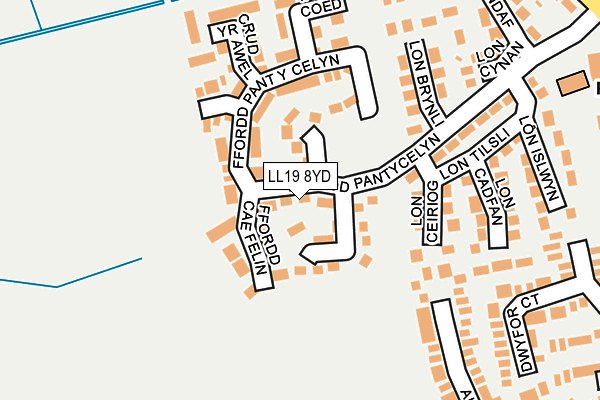 LL19 8YD map - OS OpenMap – Local (Ordnance Survey)
