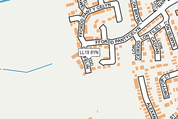 LL19 8YN map - OS OpenMap – Local (Ordnance Survey)