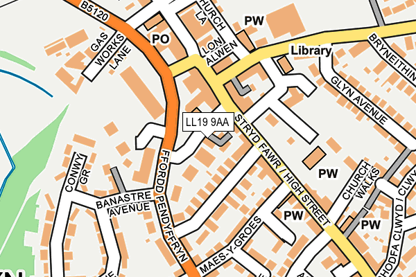 LL19 9AA map - OS OpenMap – Local (Ordnance Survey)