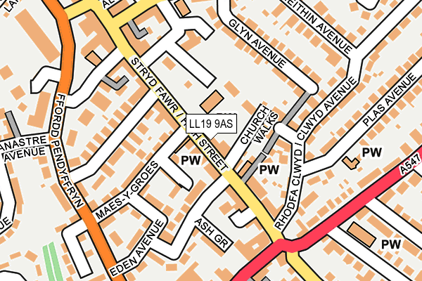 LL19 9AS map - OS OpenMap – Local (Ordnance Survey)