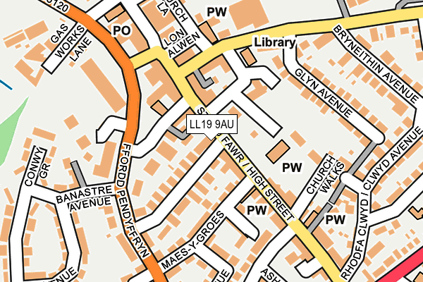 LL19 9AU map - OS OpenMap – Local (Ordnance Survey)