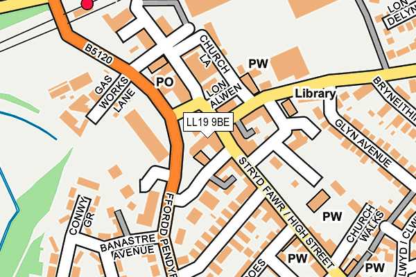 LL19 9BE map - OS OpenMap – Local (Ordnance Survey)