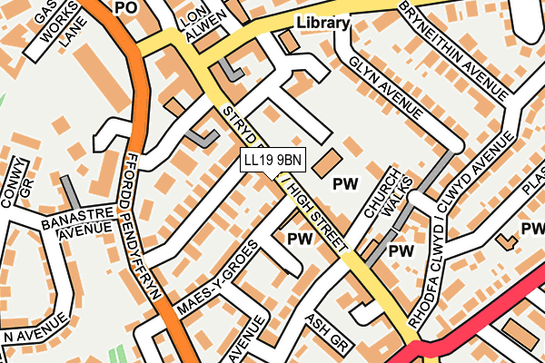 LL19 9BN map - OS OpenMap – Local (Ordnance Survey)