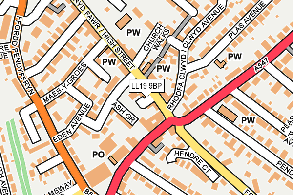 LL19 9BP map - OS OpenMap – Local (Ordnance Survey)