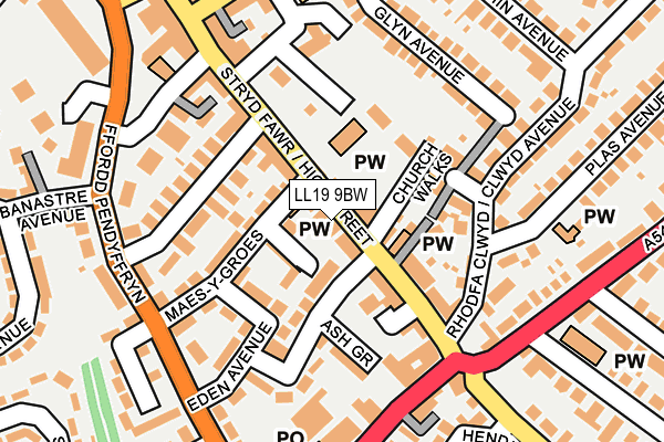 LL19 9BW map - OS OpenMap – Local (Ordnance Survey)