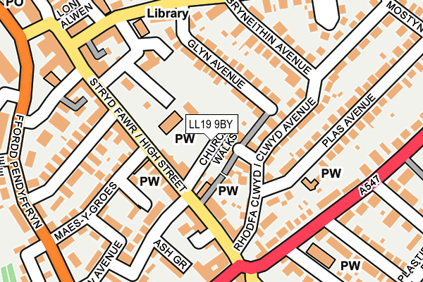 LL19 9BY map - OS OpenMap – Local (Ordnance Survey)