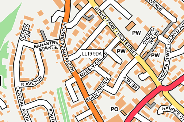 LL19 9DA map - OS OpenMap – Local (Ordnance Survey)