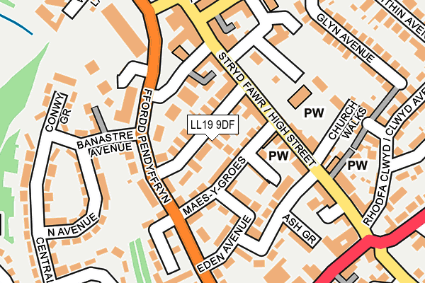 LL19 9DF map - OS OpenMap – Local (Ordnance Survey)