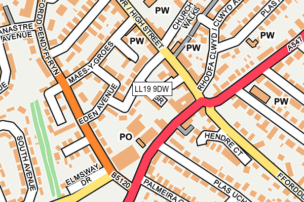 LL19 9DW map - OS OpenMap – Local (Ordnance Survey)